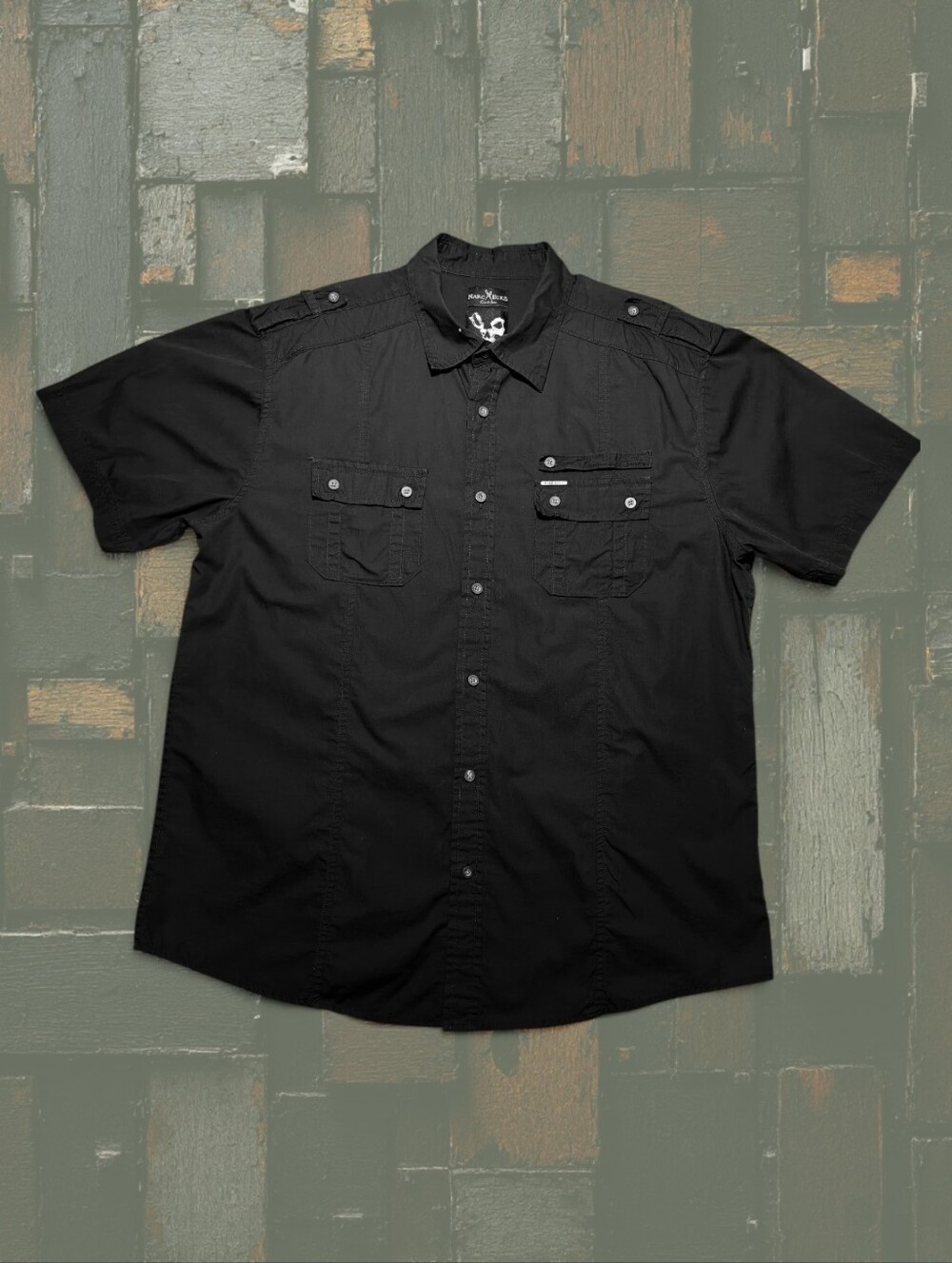 Men's MARC ECKO CUT & SEW Black Tactical Button Down Shirt